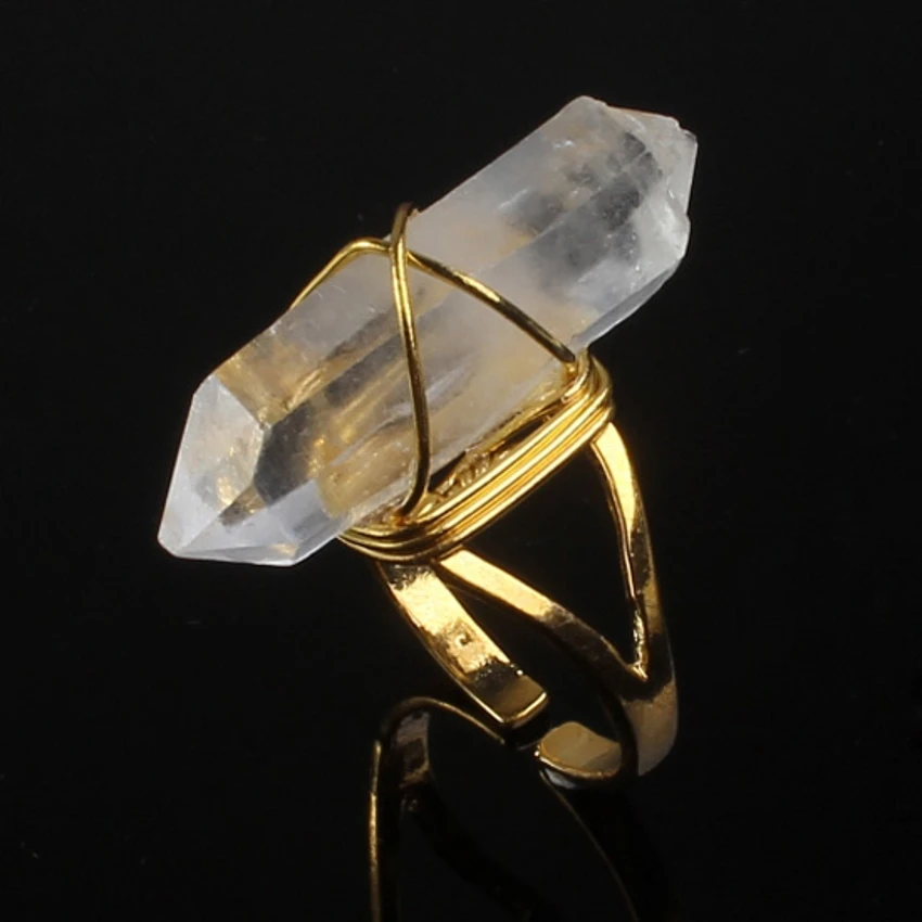 Kraft-beads Trendy Light Yellow Gold Color Adjustable Irregular Shape Natural Rock Crystal Ring Wire Wrapped Jewelry
Kraft-beads Trendy Light Yellow Gold Color Adjustable Irregular Shape Natural Rock Crystal Ring Wire Wrapped Jewelry