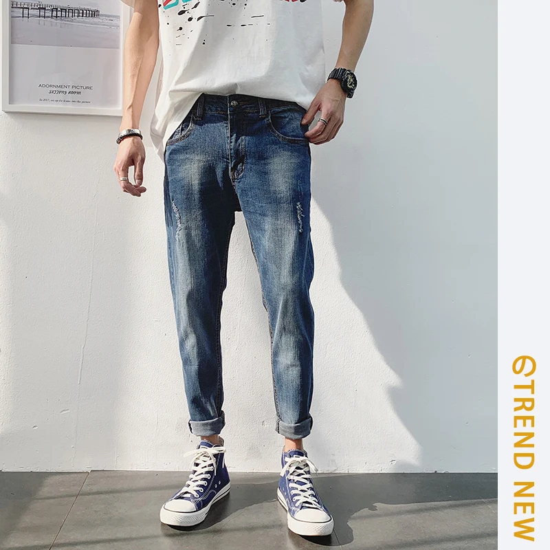 2019 Summer Men's Holes Bound Feet Fashion Trend Leisure Casual Pants Stretch Slim Fit Skinny Wash Jeans Male Cowboy Trousers
2019 Summer Men's Holes Bound Feet Fashion Trend Leisure Casual Pants Stretch Slim Fit Skinny Wash Jeans Male Cowboy Trousers