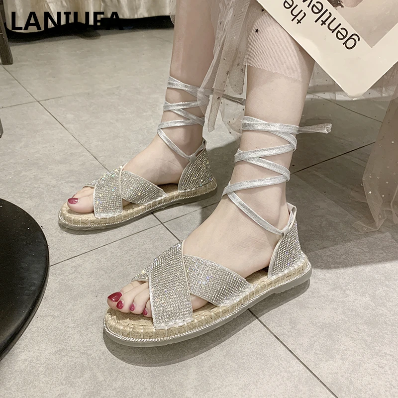 Summer Casual Rhinestone Women Sandals shoes women flats Lace Up Rome Comfortable Walking Beach Sandals women Shoes mujer &166
Summer Casual Rhinestone Women Sandals shoes women flats Lace Up Rome Comfortable Walking Beach Sandals women Shoes mujer &166