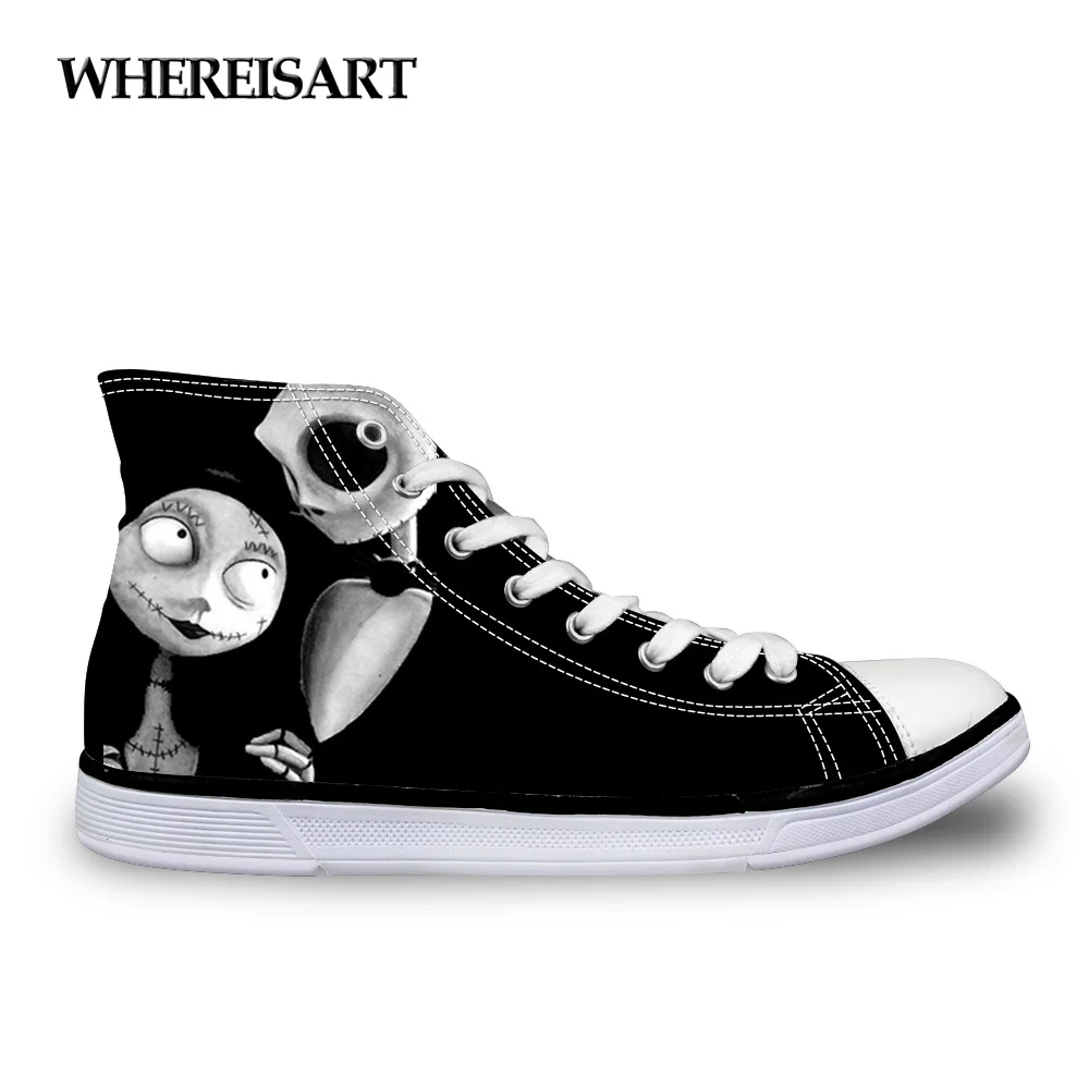 WHEREISART Vintage Black Punk Skull Printed Vulcanized Shoes for Ladies Casual Women High Top Canvas Shoes Female Lace up Flats
WHEREISART Vintage Black Punk Skull Printed Vulcanized Shoes for Ladies Casual Women High Top Canvas Shoes Female Lace up Flats