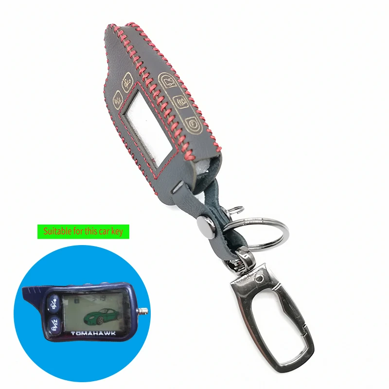 Car style leather key case for 2 TZ9010 Way Tomahawk Alarm System TZ-9010 TZ-9030 TZ9030 Key Fob TZ 9010 9030 LCD shell | Автомобили и