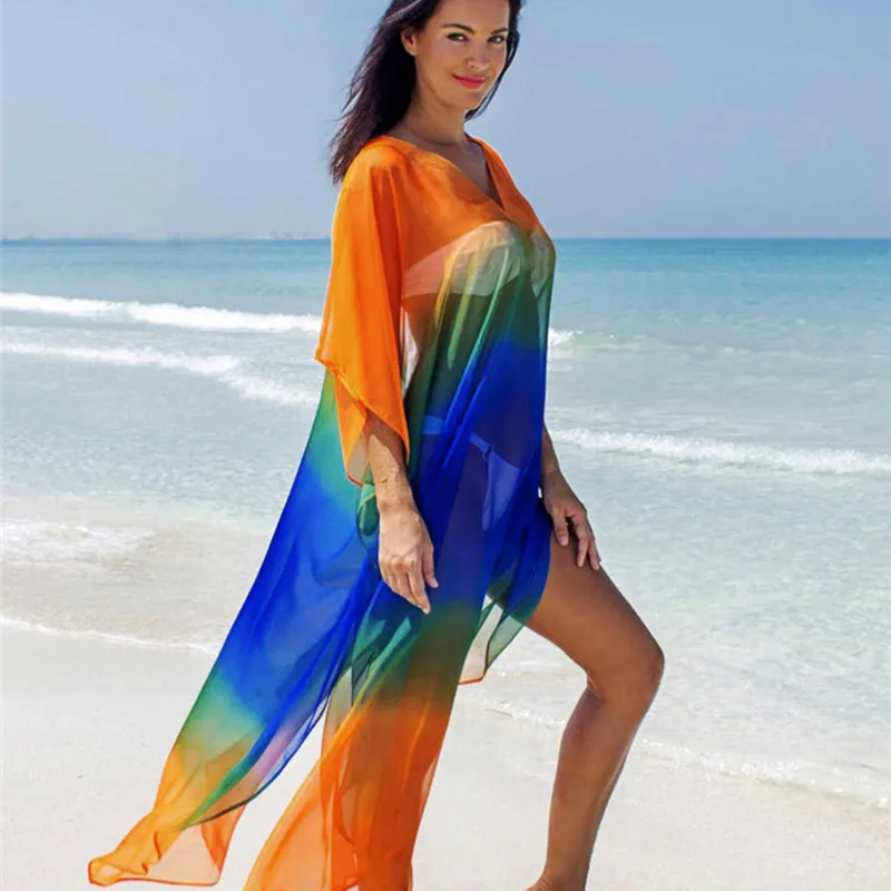 Summer Beach Dress Boho Swimwear Women Cover Ups Outwear Clothes Swimsuits Coverups Tunic Capes New Chiffon Printed V Loose Size
Summer Beach Dress Boho Swimwear Women Cover Ups Outwear Clothes Swimsuits Coverups Tunic Capes New Chiffon Printed V Loose Size