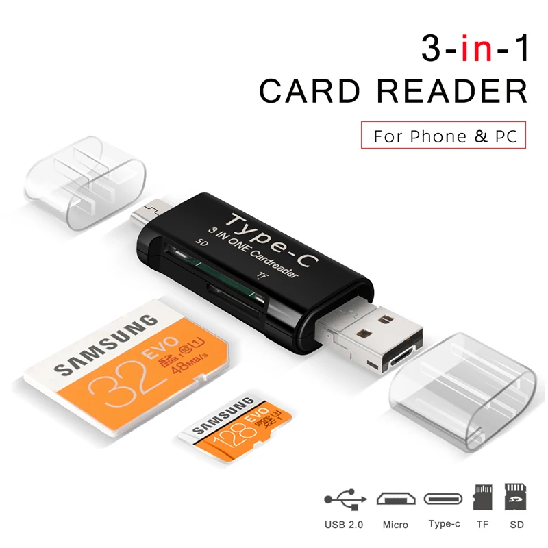 

Natrberg SD Card Reader Micro SD TF OTG USB C Memory Card USB Card Read Adapter For Android Phone Type C Mobile MAC PC