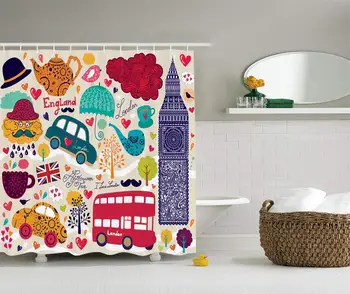 Retro Shower Curtain London Decor by Ambesonne Colorful Symbols Painting Style Red Bus Big Ben Tea Pot Cup Umbrella Hat Retro
Retro Shower Curtain London Decor by Ambesonne Colorful Symbols Painting Style Red Bus Big Ben Tea Pot Cup Umbrella Hat Retro