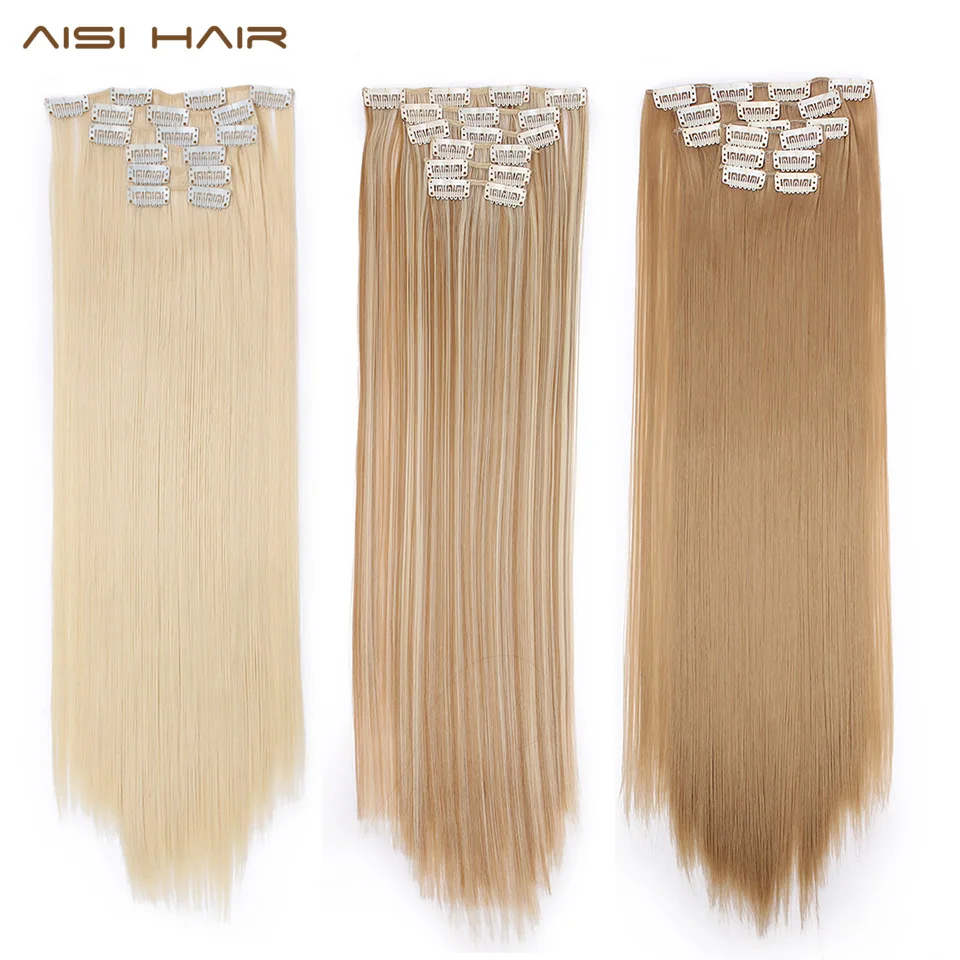 16 clips 24 inch Long Straight Synthetic Hair Extensions 140g false clip hairs High Temperature Fiber Black and Blond Hairpiece
16 clips 24 inch Long Straight Synthetic Hair Extensions 140g false clip hairs High Temperature Fiber Black and Blond Hairpiece