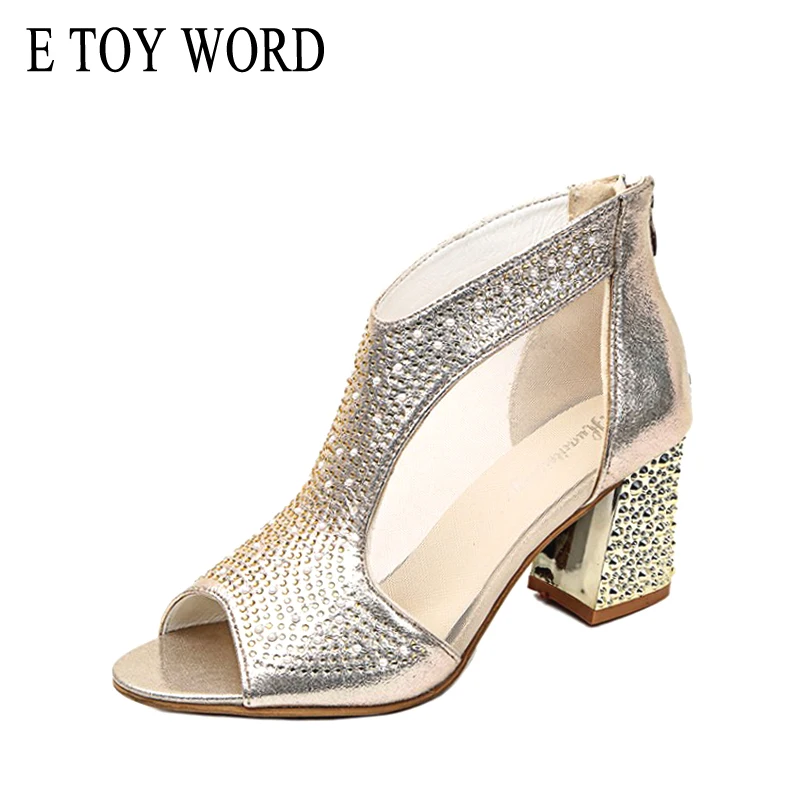 E TOY WORD 2019 Women sandals Bling 7cm High Heels Diamond Summer Square Heel Women shoes wedding shoes Leather Sandalia Mujer
E TOY WORD 2019 Women sandals Bling 7cm High Heels Diamond Summer Square Heel Women shoes wedding shoes Leather Sandalia Mujer