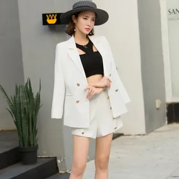 HziriP 2019 ELegant Office Lady Short Suit 2 Piece Set Women Solid Double-breasted Jacket Blazer + High Waist Midi Pant Suits
HziriP 2019 ELegant Office Lady Short Suit 2 Piece Set Women Solid Double-breasted Jacket Blazer + High Waist Midi Pant Suits