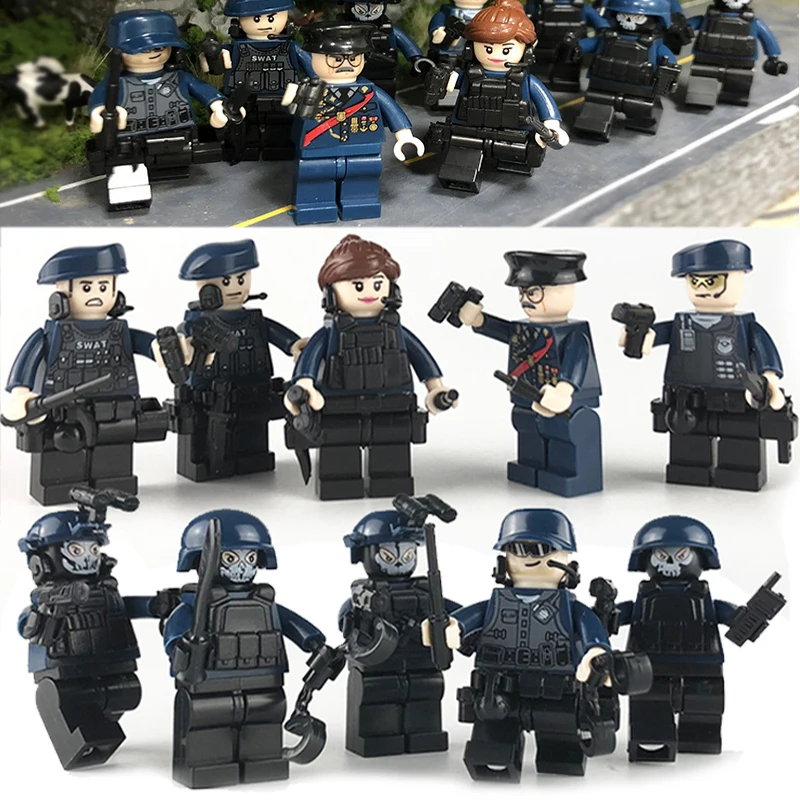 10Pcs Military Special Forces Soldiers Building Blocks Figures Guns Weapons Compatible Legoings Starwars Armed SWAT Bricks Toys
10Pcs Military Special Forces Soldiers Building Blocks Figures Guns Weapons Compatible Legoings Starwars Armed SWAT Bricks Toys