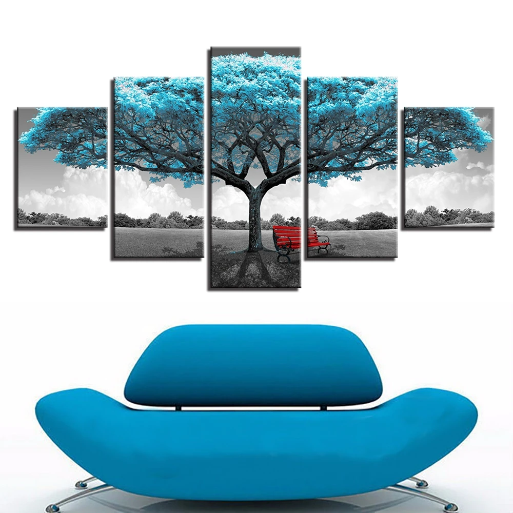 Canvas Prints Paintings Framework Living Room Decor 5 Pieces Blue Big Tree Red Chair Pictures Abstract Landscape Poster Wall Art
Canvas Prints Paintings Framework Living Room Decor 5 Pieces Blue Big Tree Red Chair Pictures Abstract Landscape Poster Wall Art