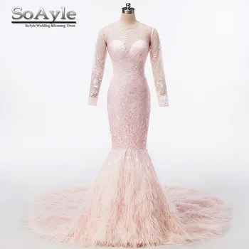 SoAyle Wedding Dress 2017 Elegant robe de mariage Scoop Neckline Full Sleeve Applique Feathers Chapel Train vestido Mermaid
SoAyle Wedding Dress 2017 Elegant robe de mariage Scoop Neckline Full Sleeve Applique Feathers Chapel Train vestido Mermaid
