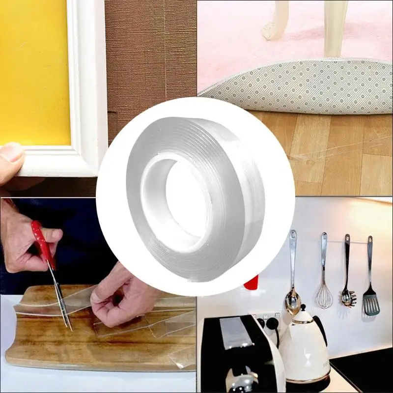 Multi-function Double-sided Adhesive Nano Tape Traceless Washable Removable Tapes Kitchen Bathroom Portable Gel Grip Sticker
Multi-function Double-sided Adhesive Nano Tape Traceless Washable Removable Tapes Kitchen Bathroom Portable Gel Grip Sticker