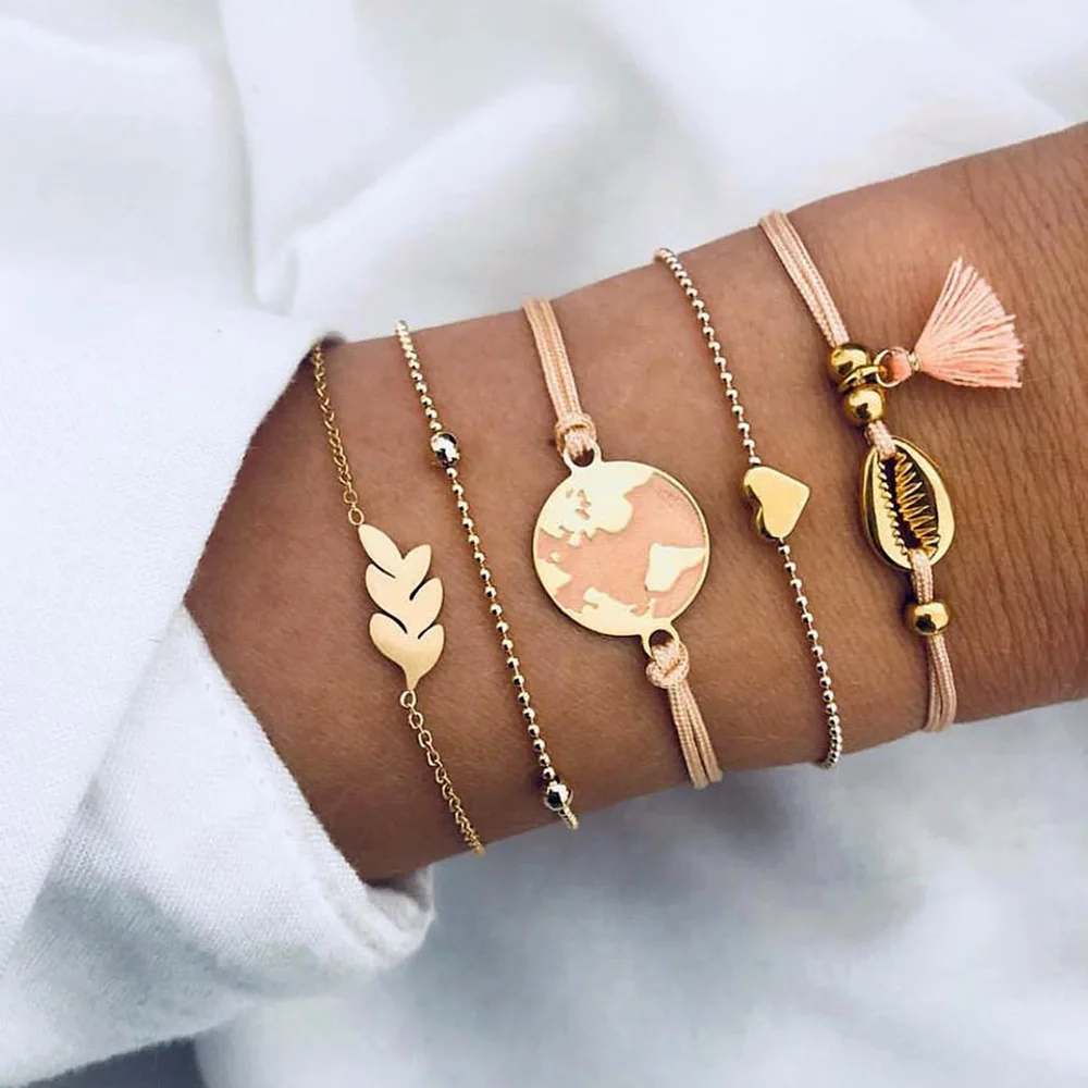 IFMIA 5 Pcs/Set Korean Style 2019 Map Heart Shell Tassel Beads Chain Bracelets Women Set Bohemian Vintage New Beach Jewelry Gold
IFMIA 5 Pcs/Set Korean Style 2019 Map Heart Shell Tassel Beads Chain Bracelets Women Set Bohemian Vintage New Beach Jewelry Gold