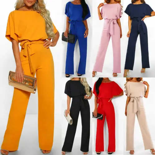 Hot Sale New Fashion Women Solid-color High-waist O-neck Lace-up Half-sleeve Wide Leg Jumpsuits Office Lady Summer Clothes S-3XL
Hot Sale New Fashion Women Solid-color High-waist O-neck Lace-up Half-sleeve Wide Leg Jumpsuits Office Lady Summer Clothes S-3XL