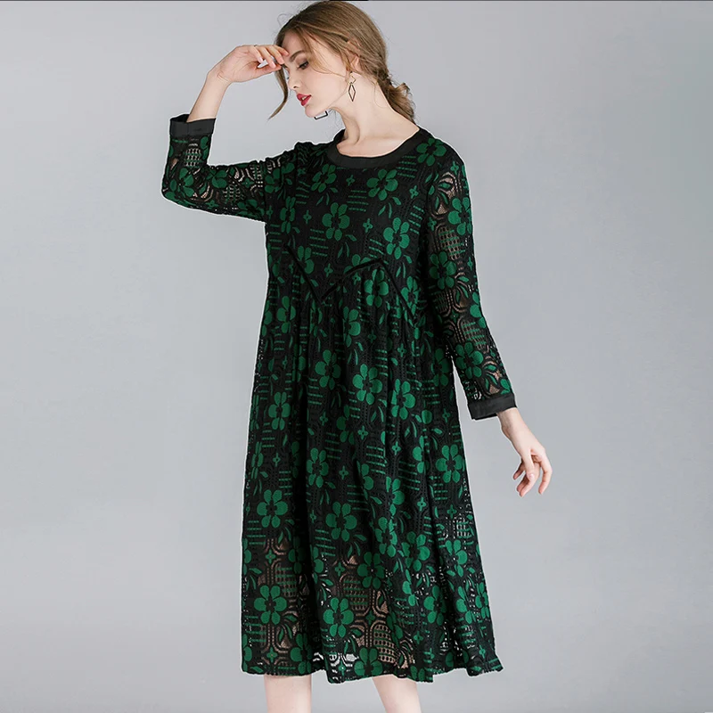 Large Size Women Clothing Plus Size Dresses For Women 4xl 2019 Spring New Light Fashion Round Neck Long Sleeve Foral Lace Dress
Large Size Women Clothing Plus Size Dresses For Women 4xl 2019 Spring New Light Fashion Round Neck Long Sleeve Foral Lace Dress