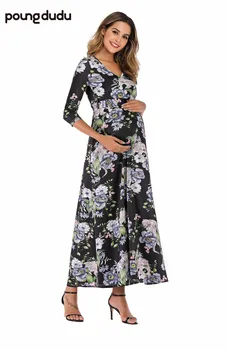 Poungdudu maternity pregnant women dress deep V-neck belt waist seven-point sleeve mopping pregnant women even long
Poungdudu maternity pregnant women dress deep V-neck belt waist seven-point sleeve mopping pregnant women even long