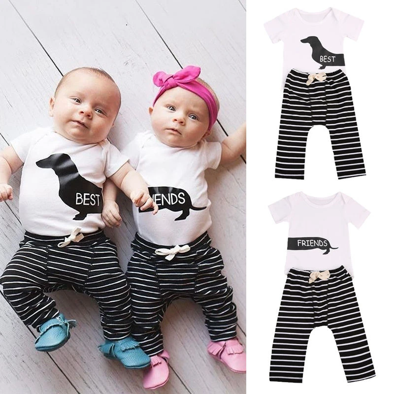 2018 Summer Clothes Set 2PCS Newborn Clothes Baby Boy Girls Twins& Friends Romper Tops Striped Pants Outfits Casual Clothes Set
2018 Summer Clothes Set 2PCS Newborn Clothes Baby Boy Girls Twins& Friends Romper Tops Striped Pants Outfits Casual Clothes Set