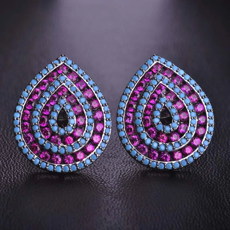 Blucome Women Stud Earrings Copper Waterdrop Shape Earring Charming Red Blue Zircon Ear Stud Pendientes Joias Bijoux Femininos
Blucome Women Stud Earrings Copper Waterdrop Shape Earring Charming Red Blue Zircon Ear Stud Pendientes Joias Bijoux Femininos