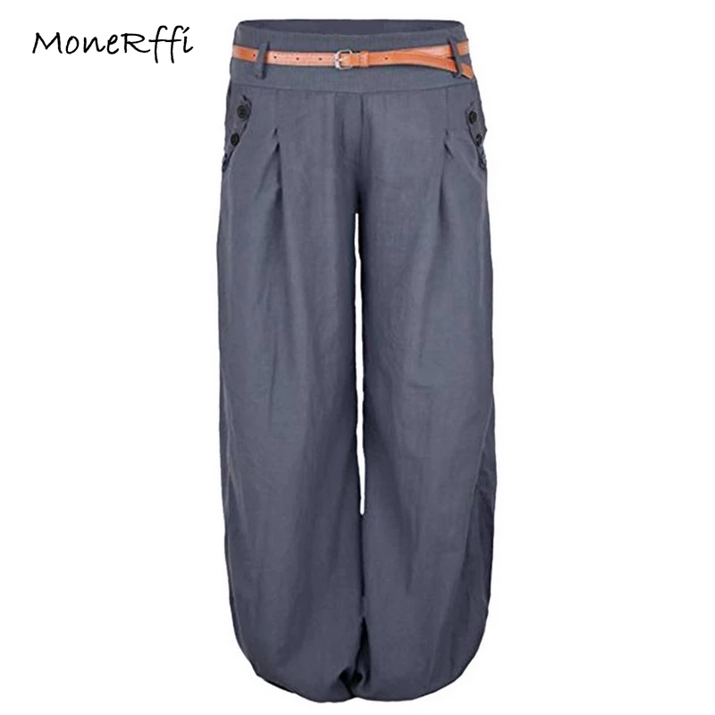 MoneRffi Women Solid Casual Loose Pants Low Waist Wide Leg Pants Capri Pants Bloomers with Belt Button Decor Pants pantalones
MoneRffi Women Solid Casual Loose Pants Low Waist Wide Leg Pants Capri Pants Bloomers with Belt Button Decor Pants pantalones