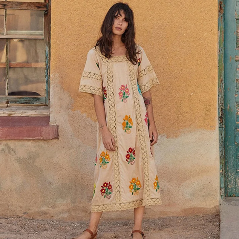 Boho Embroidery Long Dress Women Summer Autumn Floral Patchwork Short Sleeve Dresses 2018 Ladies Vintage Hippie Black Midi Dress
Boho Embroidery Long Dress Women Summer Autumn Floral Patchwork Short Sleeve Dresses 2018 Ladies Vintage Hippie Black Midi Dress
