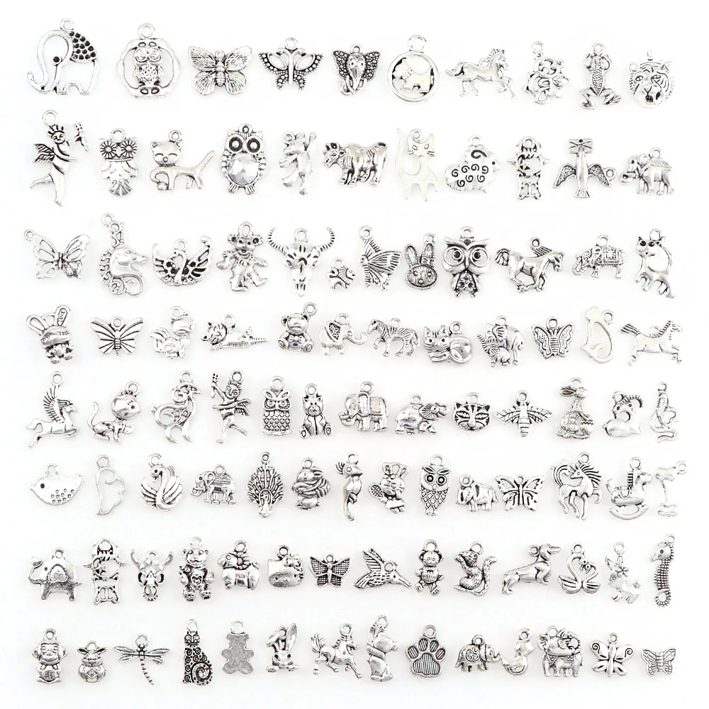 100pc Antique Silver Mix Animal Cat Owl Dog Metal Charm Pendant Clasp European Beads For Bracelets Necklace DIY Jewelry Making
100pc Antique Silver Mix Animal Cat Owl Dog Metal Charm Pendant Clasp European Beads For Bracelets Necklace DIY Jewelry Making
