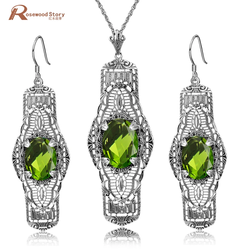 Luxury Wedding Jewelry Sets for Women Real 925 Sterling Silver Set Olivine Peridot CZ Earrings Pendants Vintage Bridal Jewelry
Luxury Wedding Jewelry Sets for Women Real 925 Sterling Silver Set Olivine Peridot CZ Earrings Pendants Vintage Bridal Jewelry