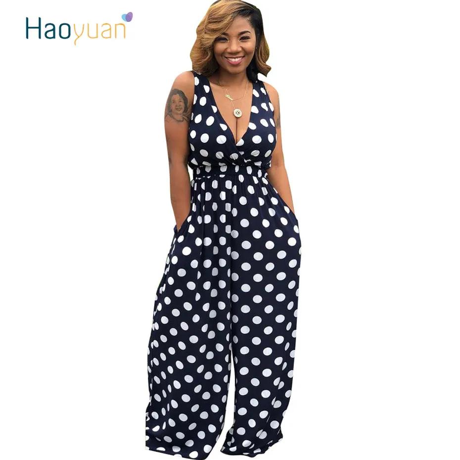 HAOYUAN Polka Dot Sexy Jumpsuit Summer New Overalls One Piece Deep-V Neck Wide Leg Pant Casual Rompers Backless Womens Jumpsuits
HAOYUAN Polka Dot Sexy Jumpsuit Summer New Overalls One Piece Deep-V Neck Wide Leg Pant Casual Rompers Backless Womens Jumpsuits