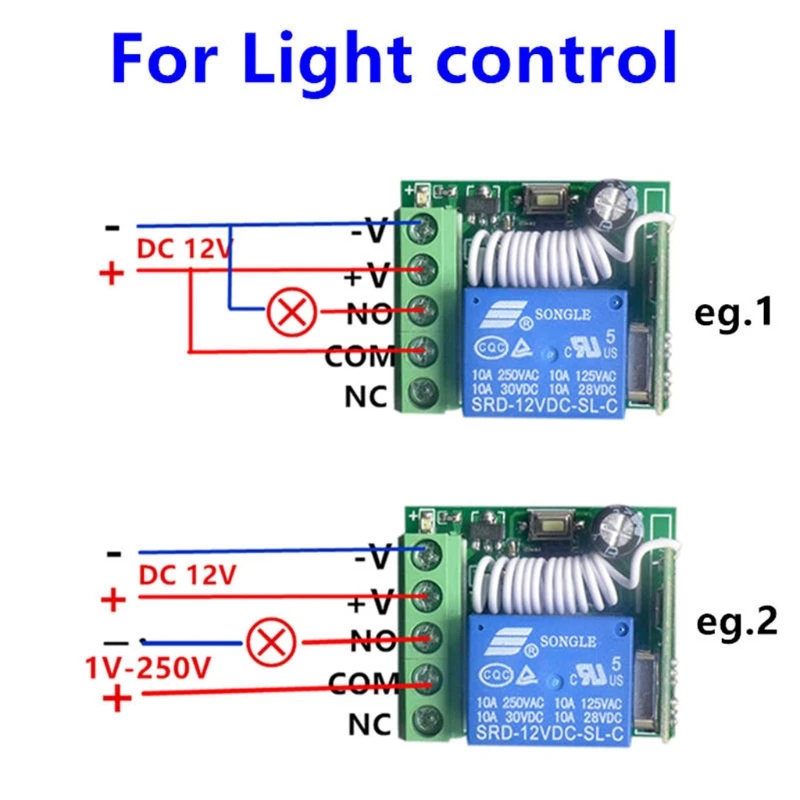 Wireless Remote Control Switch DC12V 10A 1CH Relay Receiver Module + Transmitter 433MHz
Wireless Remote Control Switch DC12V 10A 1CH Relay Receiver Module + Transmitter 433MHz