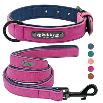 Leather Dog Collar Leash Set Personalized Soft Dogs Collars Lead Padded for Small Medium Large Dogs Pitbull French Bulldog
Leather Dog Collar Leash Set Personalized Soft Dogs Collars Lead Padded for Small Medium Large Dogs Pitbull French Bulldog