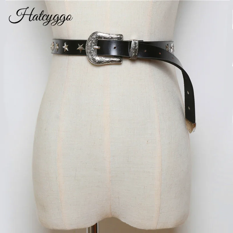 HATCYGGO Women Genuine Leather Belt Female Vintage Carving Silvery Pin Buckle Belt Strap Luxury Stars Rivet Decorative Waistband
HATCYGGO Women Genuine Leather Belt Female Vintage Carving Silvery Pin Buckle Belt Strap Luxury Stars Rivet Decorative Waistband