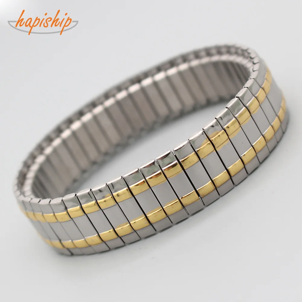 Hapiship 2019 Stainless Steel 15mm Width Elastic Gold Silver Bangle Charm Bracelets For Women Men Friendship Bracelet Gift MY018
Hapiship 2019 Stainless Steel 15mm Width Elastic Gold Silver Bangle Charm Bracelets For Women Men Friendship Bracelet Gift MY018