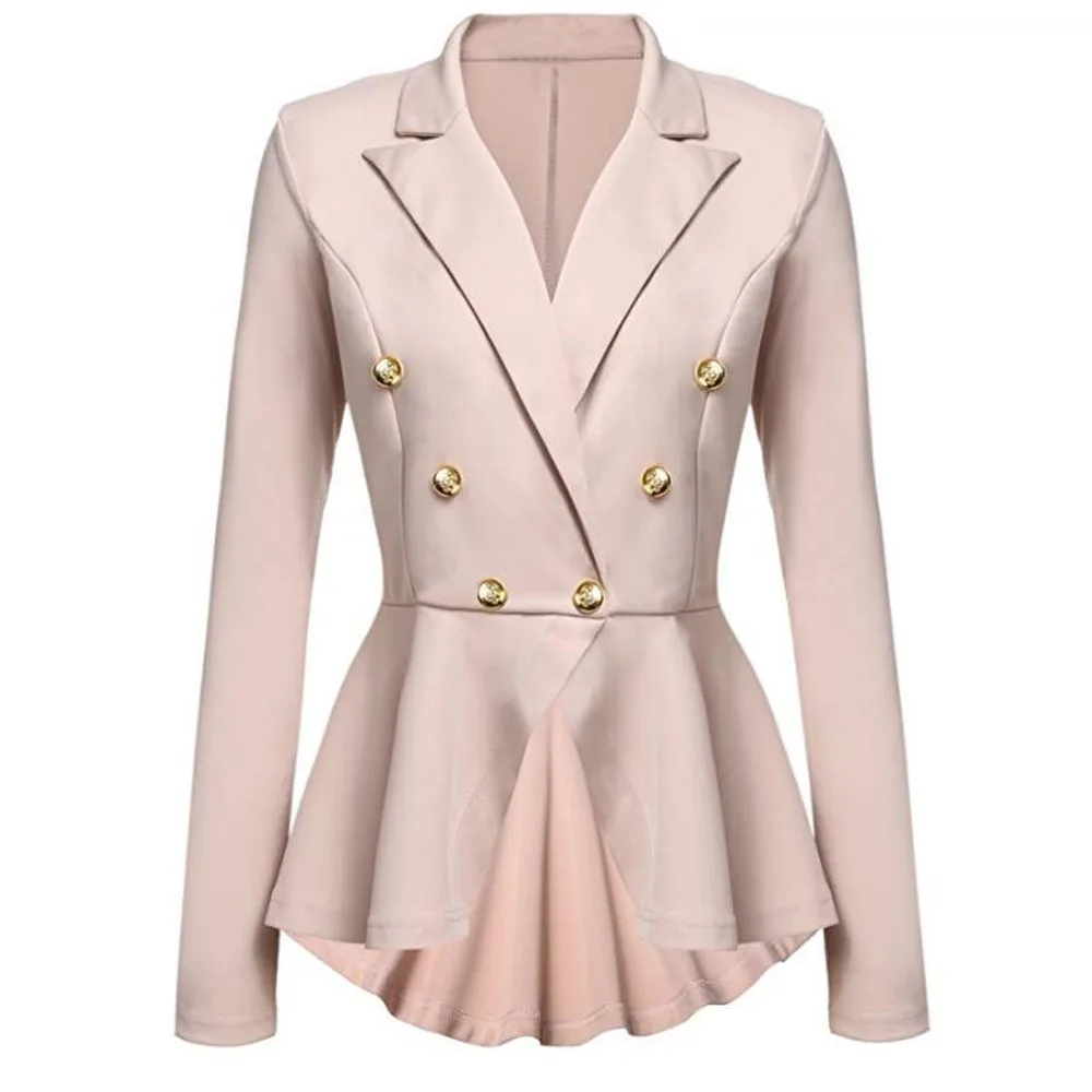 women suits jacket office fashion autumn winter Ruffles Peplum Button Casual blazer mujer 2019 solid blazer feminino
women suits jacket office fashion autumn winter Ruffles Peplum Button Casual blazer mujer 2019 solid blazer feminino