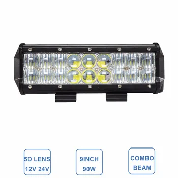 

90W Combo 9 Inch Offroad LED Work Light Bar 12V 24V Car Truck Trailer Tractor Camper Wagon Pickup SUV 4X4 4WD 5D Auxiliary Lamp