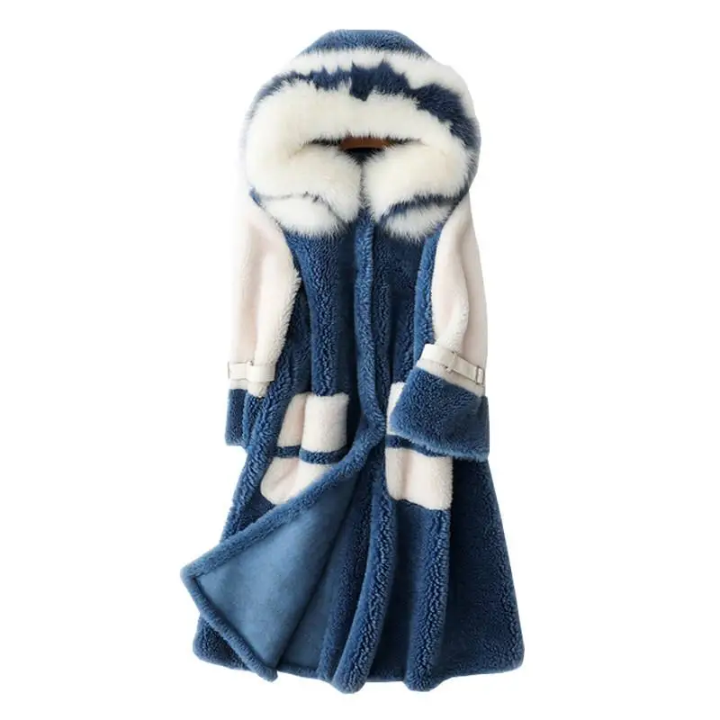 Women 2019 Winter Genuine Fox Fur Collar Hooded Real Fur Coat Female Natural Sheep Shearing Long Overcoat 100% Wool Jacket K303
Women 2019 Winter Genuine Fox Fur Collar Hooded Real Fur Coat Female Natural Sheep Shearing Long Overcoat 100% Wool Jacket K303