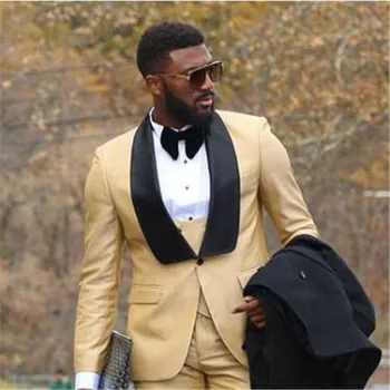 Gold Men Suits 3 Pieces(Jacket+Pants+Vest+Tie) Costume Homme Trajes De Hombre Groom Tuxedos Anzug Herren Wedding Suits For Men
Gold Men Suits 3 Pieces(Jacket+Pants+Vest+Tie) Costume Homme Trajes De Hombre Groom Tuxedos Anzug Herren Wedding Suits For Men