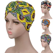 Mulheres Imprimir Estiramento Turbante Quimio Muçulmano Cabeça Envoltório Do Lenço Cap Placa de moda Feminina flor atada Indiano chapéu Gorra mujer verano(China)