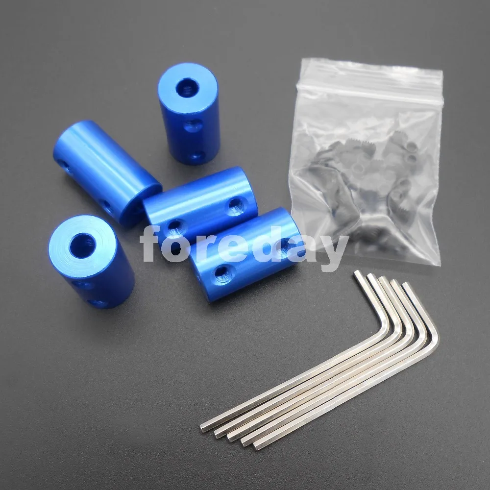 

5PCS Aluminum alloy Coupling Coupler L:25mm Out-Dia:14mm Screw Hole diameter:4mm 4 to 5mm BLUE*FD304X5