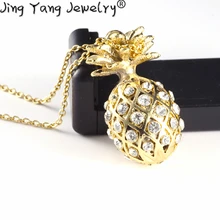 2018 jinyang jwelry para mujeres colgante de aleación de Zinc colgantes largos de oro de piña suéter cadena grande colgante 60 CM al por mayor(China)