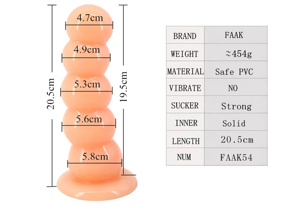 Skin Color Big Anal Penis 5 Solid Gradated Sizes Round Balls Anus Beads Vagina Stimualte Adult Strong Sucker Women Consolador