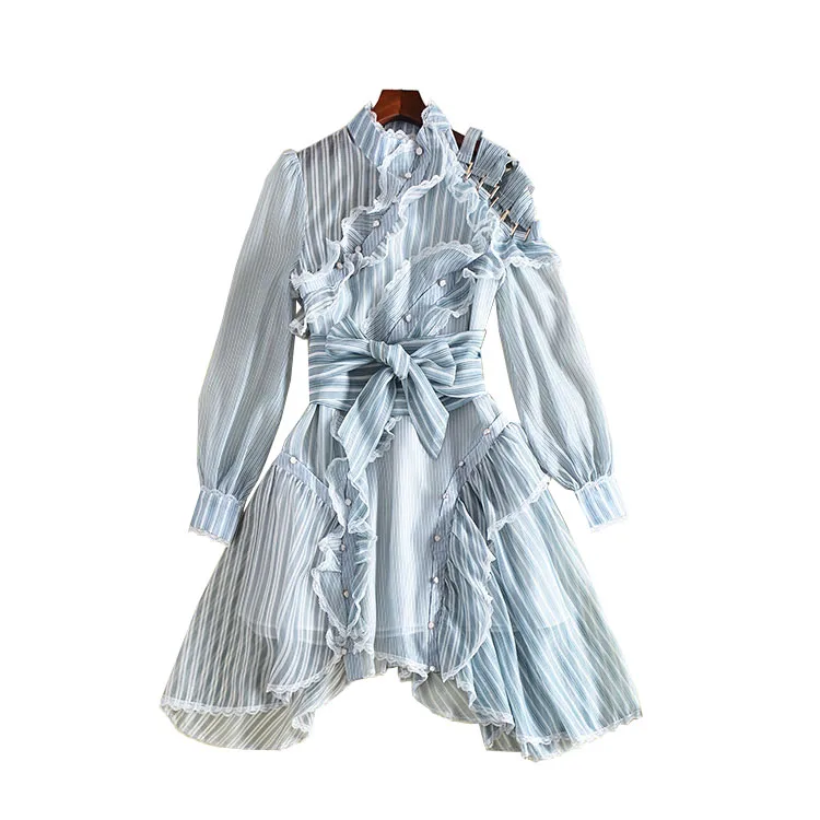 2019 Summer New Runway Patchwork Asymmetrical Ruffles Dresses Women Long Sleeve Belts Diamond Beaded Elegant Party Vestidos 
2019 Summer New Runway Patchwork Asymmetrical Ruffles Dresses Women Long Sleeve Belts Diamond Beaded Elegant Party Vestidos