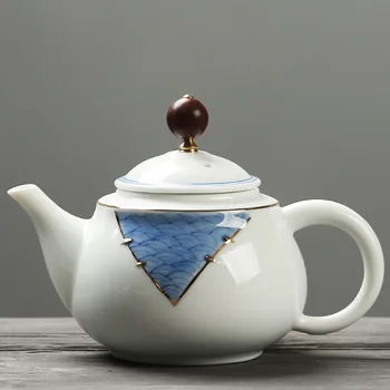 250ml Hand Painted Blue and White Ceramic Porcelain Gold Plated Teapot Kung Fu Tea Set Black Tea Puer Tieguanyin Tea Pot Bowl
250ml Hand Painted Blue and White Ceramic Porcelain Gold Plated Teapot Kung Fu Tea Set Black Tea Puer Tieguanyin Tea Pot Bowl