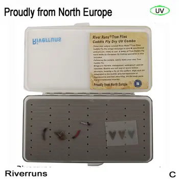 Best Sale Riverruns Realistic Caddis Dry Flies UV Part Combo From Europe With Fly Box