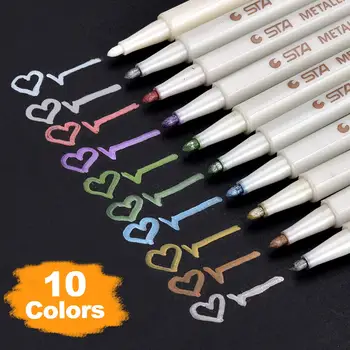 Premium Metallic Marker Pens, DealKits Set of 10 Assorted Colors Paint Pen for Scrapbooking Crafts, DIY Photo Album,
Premium Metallic Marker Pens, DealKits Set of 10 Assorted Colors Paint Pen for Scrapbooking Crafts, DIY Photo Album,