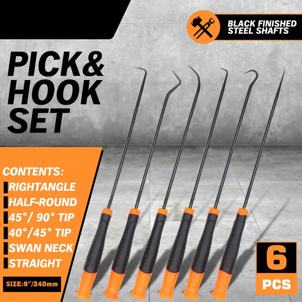 SEDY Pick & Hook Set Screwdriver Set Extra Long O-Ring & Seal Remover Soft Grip Assorted Shapes Hook Hand Tool Set
SEDY Pick & Hook Set Screwdriver Set Extra Long O-Ring & Seal Remover Soft Grip Assorted Shapes Hook Hand Tool Set