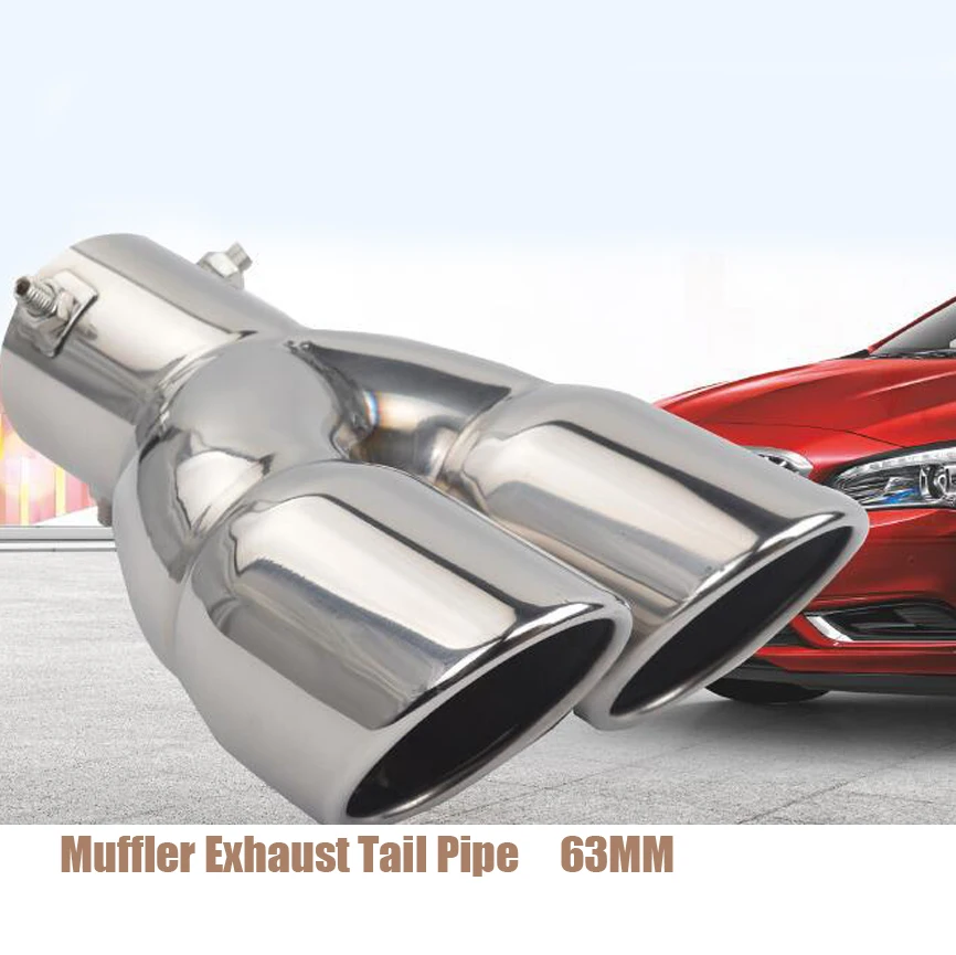 63MM Universal Silver Double Outlet Stainless Steel Chrome Muffler Exhaust Pipe Tip End Trim Modified Tail Throat Liner Pipe
63MM Universal Silver Double Outlet Stainless Steel Chrome Muffler Exhaust Pipe Tip End Trim Modified Tail Throat Liner Pipe