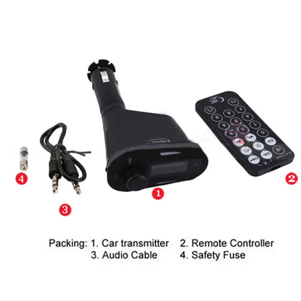 Car accessories Wireless kit FM Transmitter Radio receiver LCD Car kit music MP3 Player+USB SD MMC Remote Control+Music+Charger
Car accessories Wireless kit FM Transmitter Radio receiver LCD Car kit music MP3 Player+USB SD MMC Remote Control+Music+Charger