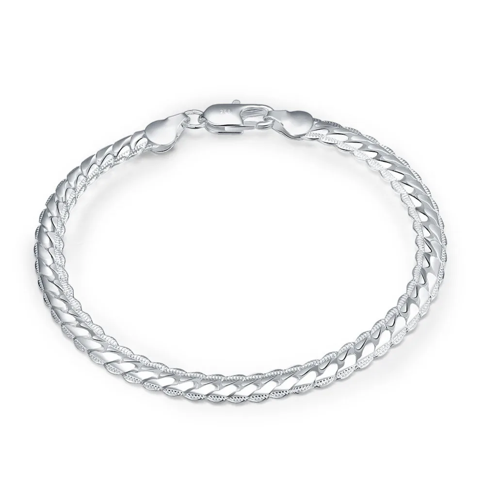 2017 New Top Quality Silver Plated & Stamped 925 silver bracelet women/men 5mm Snake bracelets pulseira feminin masculina H199
2017 New Top Quality Silver Plated & Stamped 925 silver bracelet women/men 5mm Snake bracelets pulseira feminin masculina H199