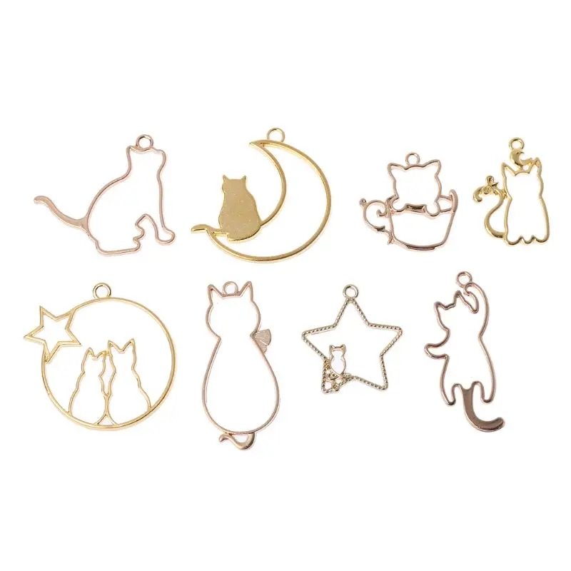 8Pcs Cat On Moon Frame Pendant Bezel Setting Cabochon Setting UV Resin Charm DIY Frame Pendants Jewelry Findings
8Pcs Cat On Moon Frame Pendant Bezel Setting Cabochon Setting UV Resin Charm DIY Frame Pendants Jewelry Findings