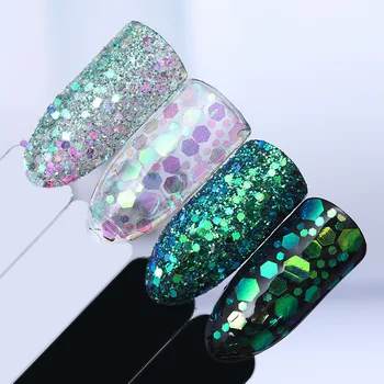 

10ml Grass Green Nail Glitter Purple Pink Hexagon Nail Sequins Ultra-thin Powder Nail Paillette Flakies Tips