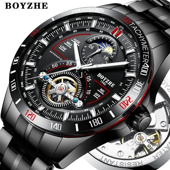 BOYZHE Men Automatic Mechanical Fashion Top Brand Sport Watches Tourbillon Moon Phase Stainless Steel Watch relogio masculino
BOYZHE Men Automatic Mechanical Fashion Top Brand Sport Watches Tourbillon Moon Phase Stainless Steel Watch relogio masculino