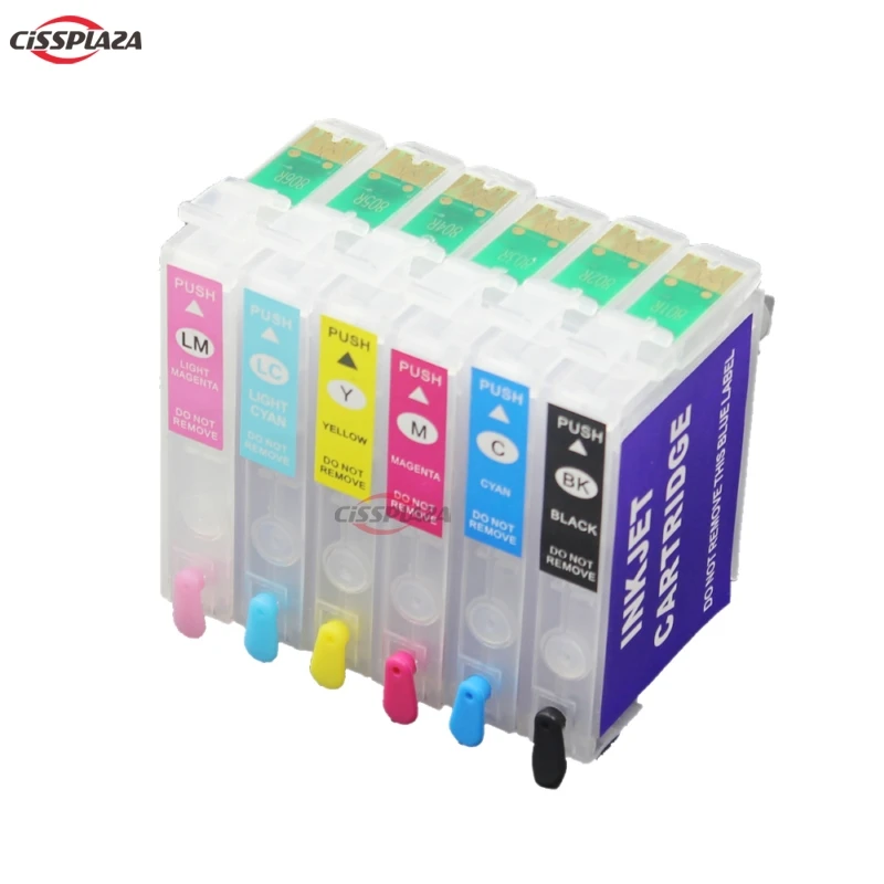 CISSPLAZA T0781 781 refillable ink cartridge compatible for epson R260 R280 R380 RX580 RX595 RX680 Artisan 50
CISSPLAZA T0781 781 refillable ink cartridge compatible for epson R260 R280 R380 RX580 RX595 RX680 Artisan 50